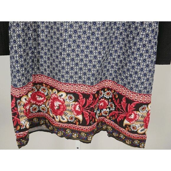 Suzanne Betro Women's Navy & Red Contrast-Hem Long-Sleeve Shift Dress L - Picture 6 of 10